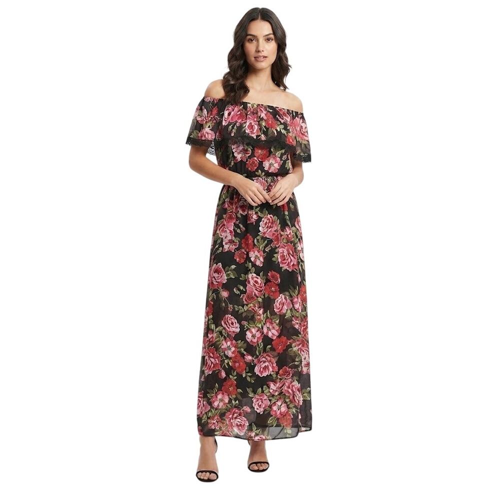 Bongo Off-The-Shoulders Maxi Dress Floral Lightweight Medium